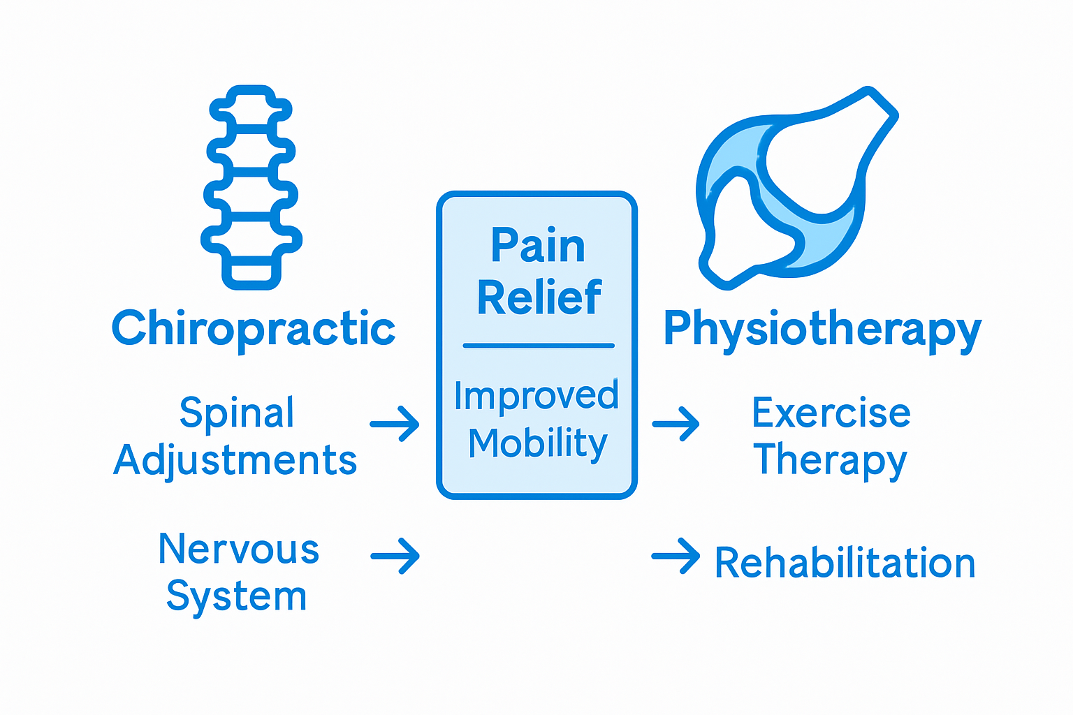 Infographic comparing chiropractic and physiotherapy methods