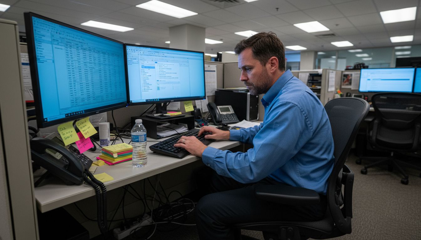 Office worker with poor sitting posture