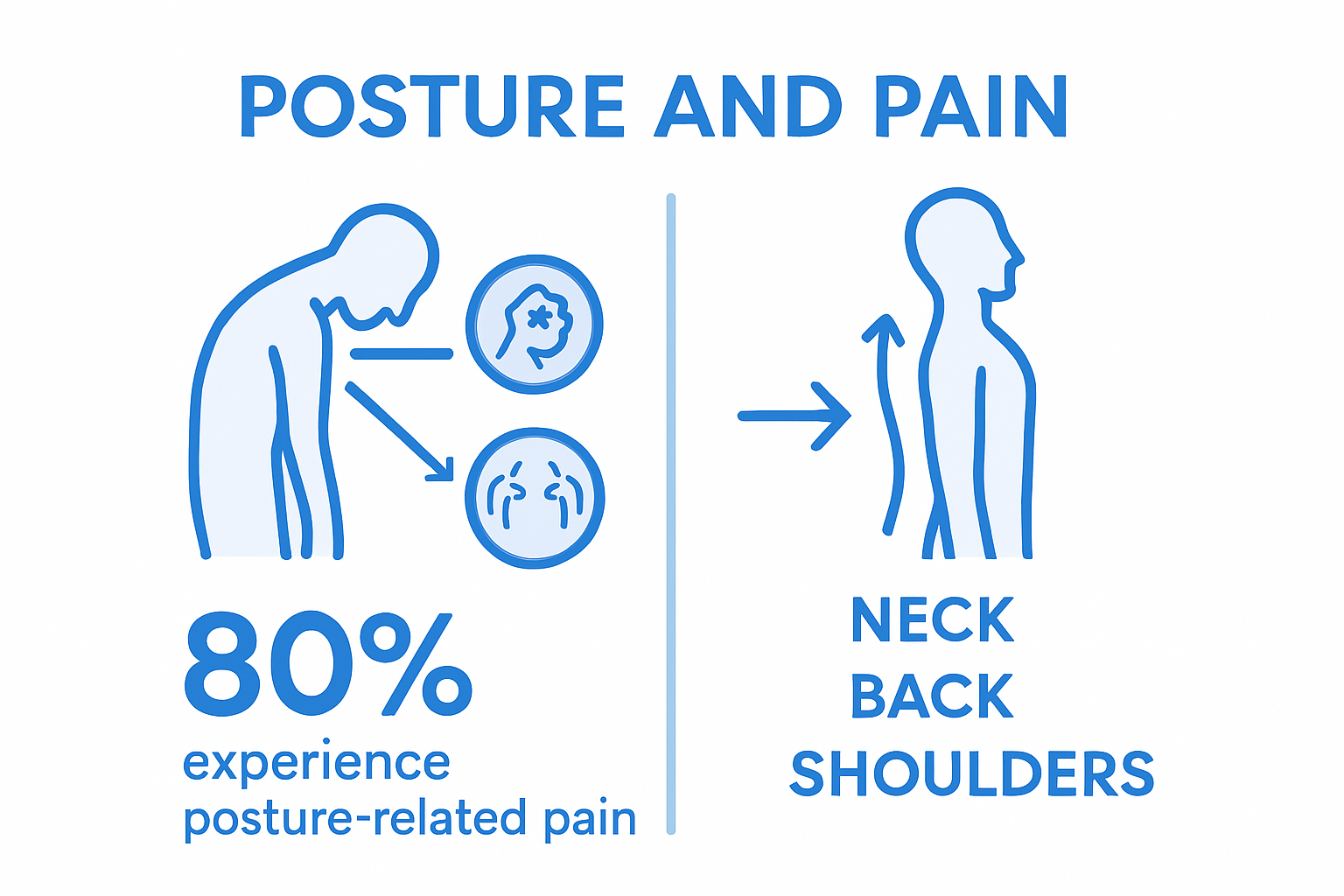 Infographic comparing slouched and proper posture