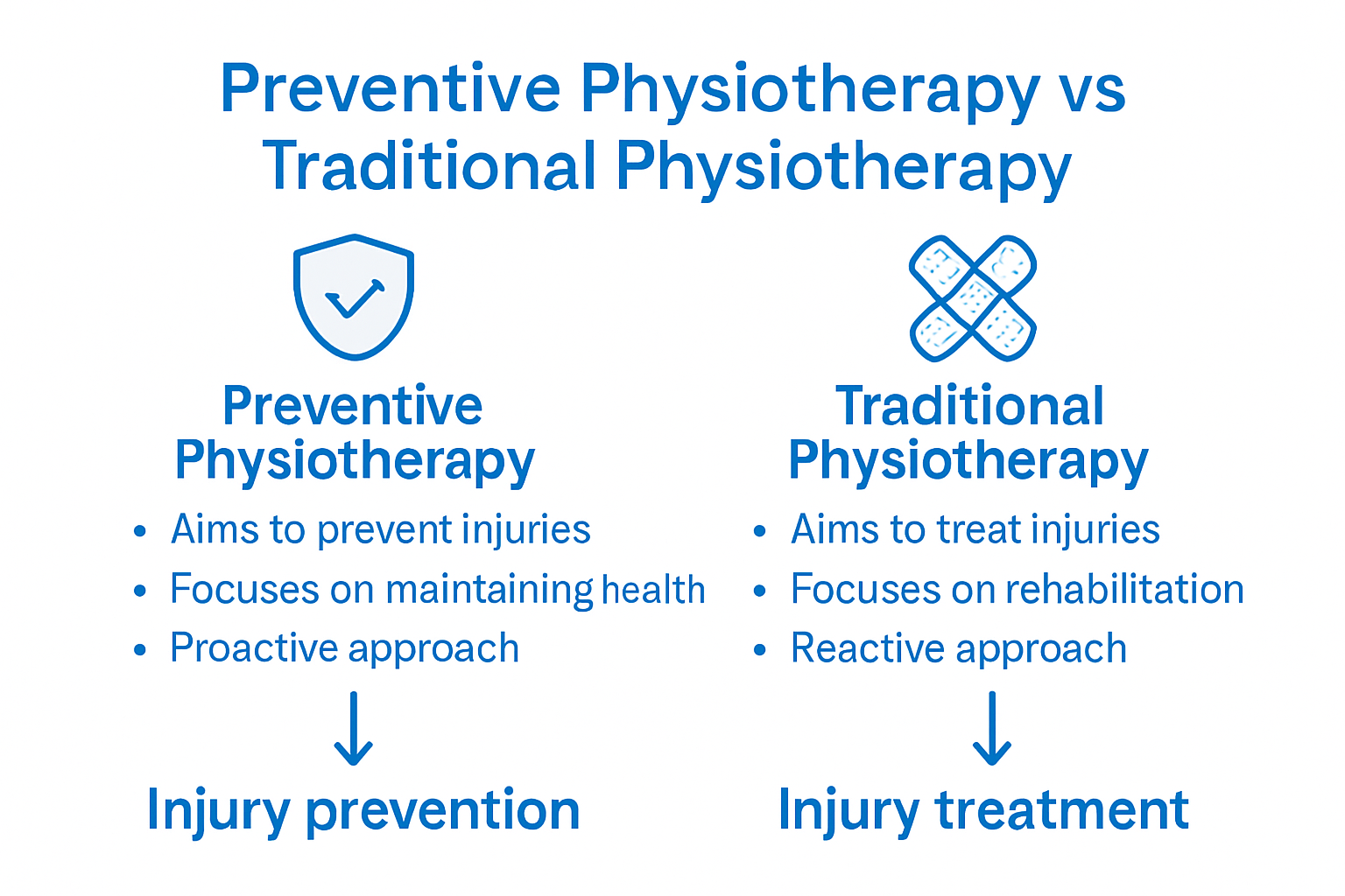 Infographic comparing physiotherapy approaches