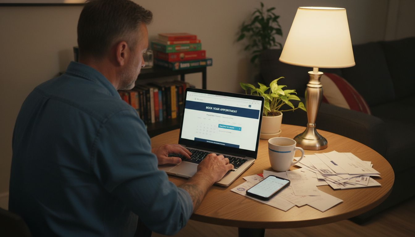 Patient booking physiotherapy online at home