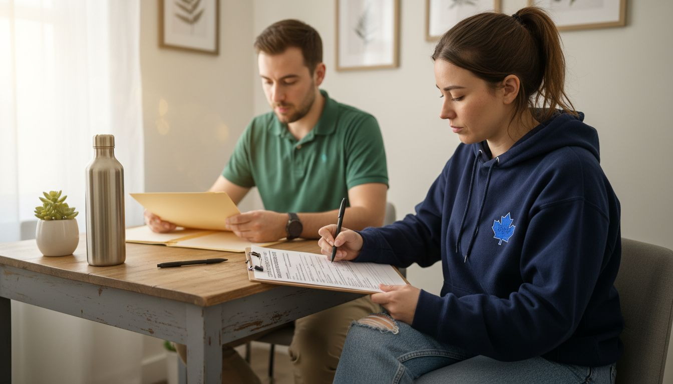 Client completing massage therapy form