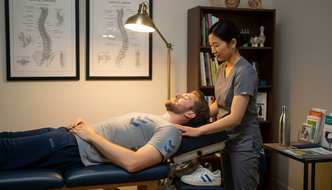 Chiropractic treatment session with adjustment