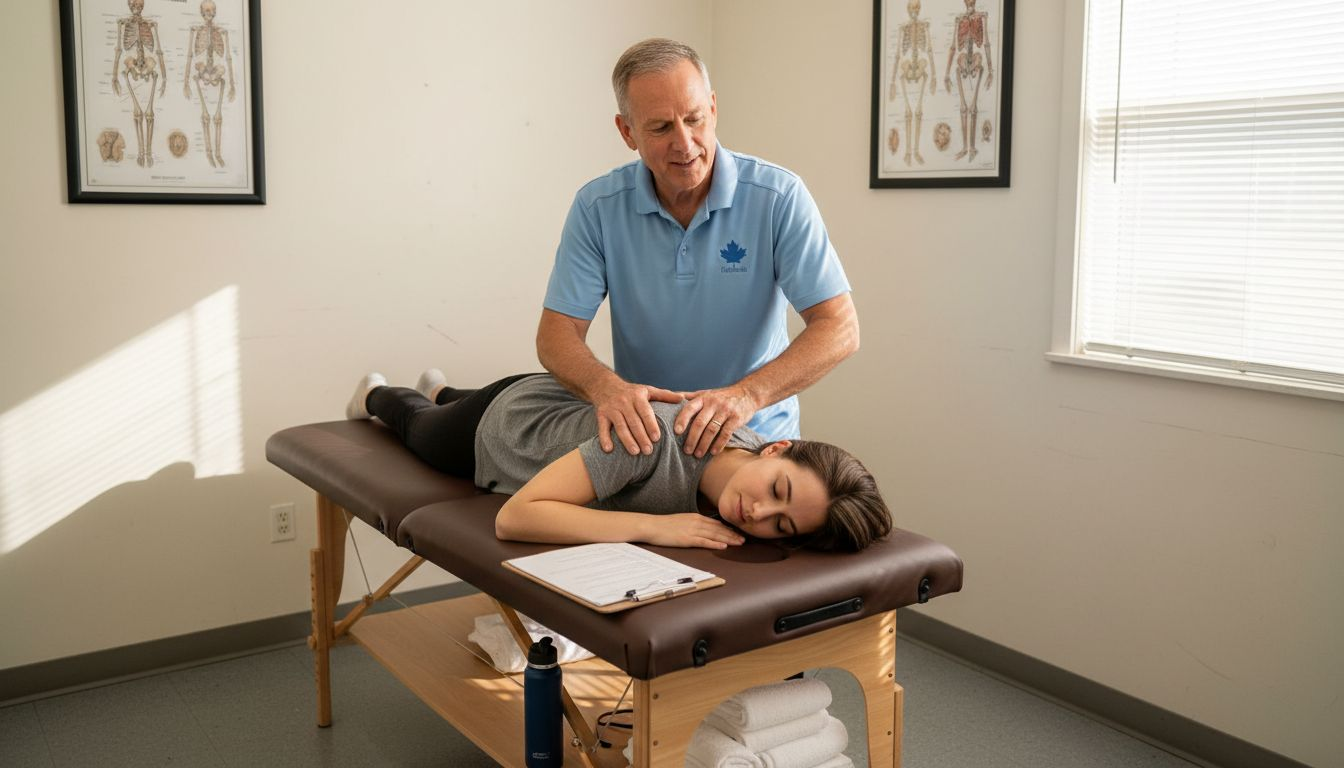 Therapist performing manual therapy on patient