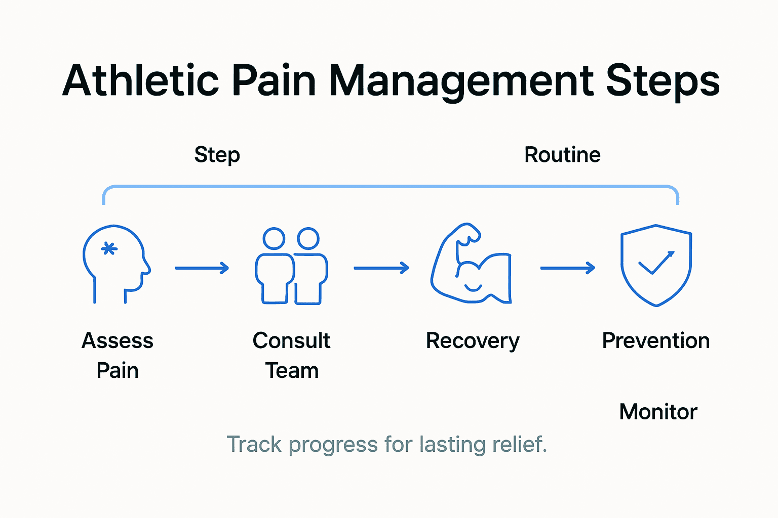 Infographic showing steps of athletic pain management