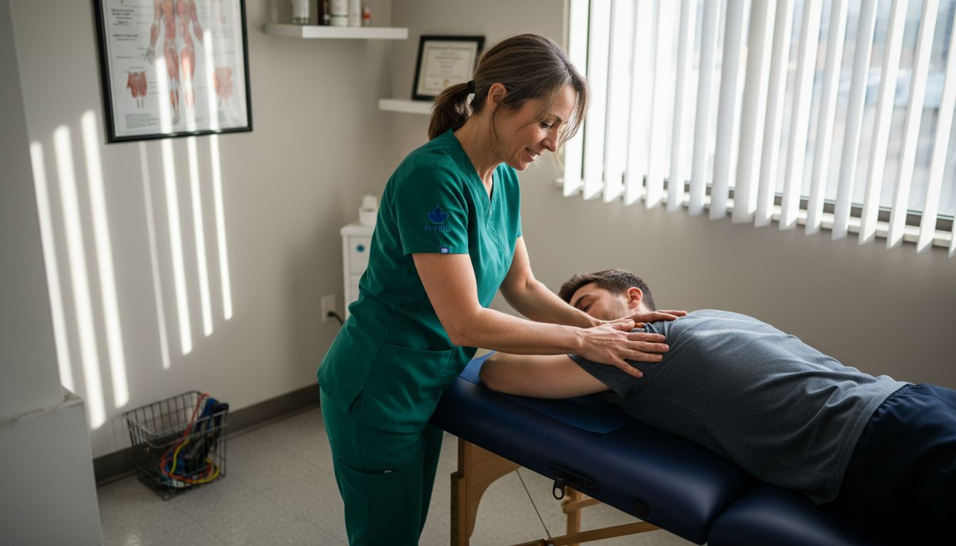 Therapist treating patient in recovery clinic