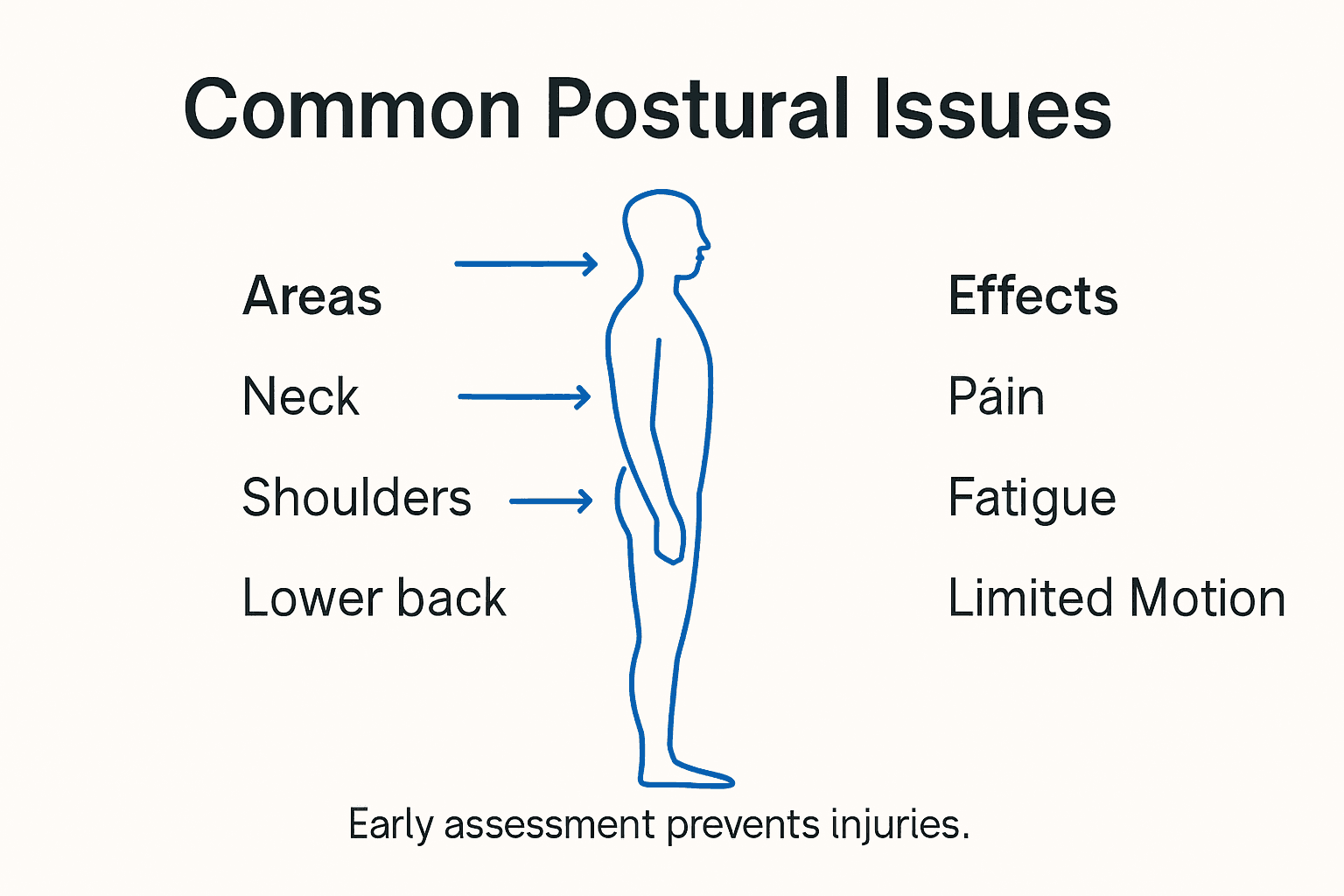 Infographic showing common postural issues and effects