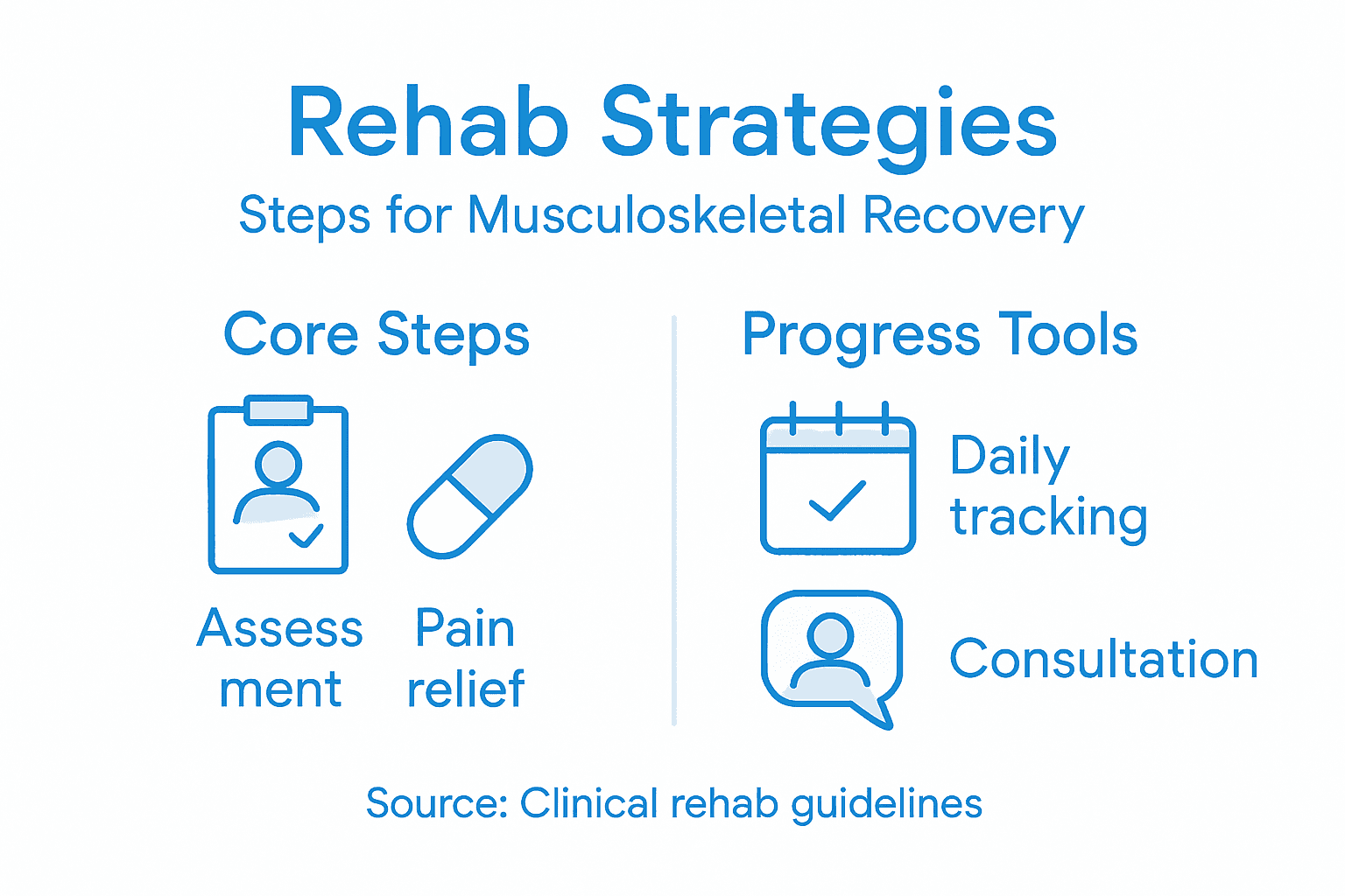 Infographic steps for musculoskeletal rehabilitation