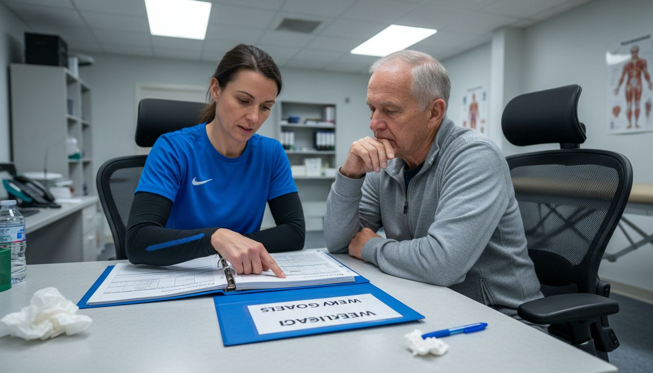 Therapist and patient discuss rehab plan
