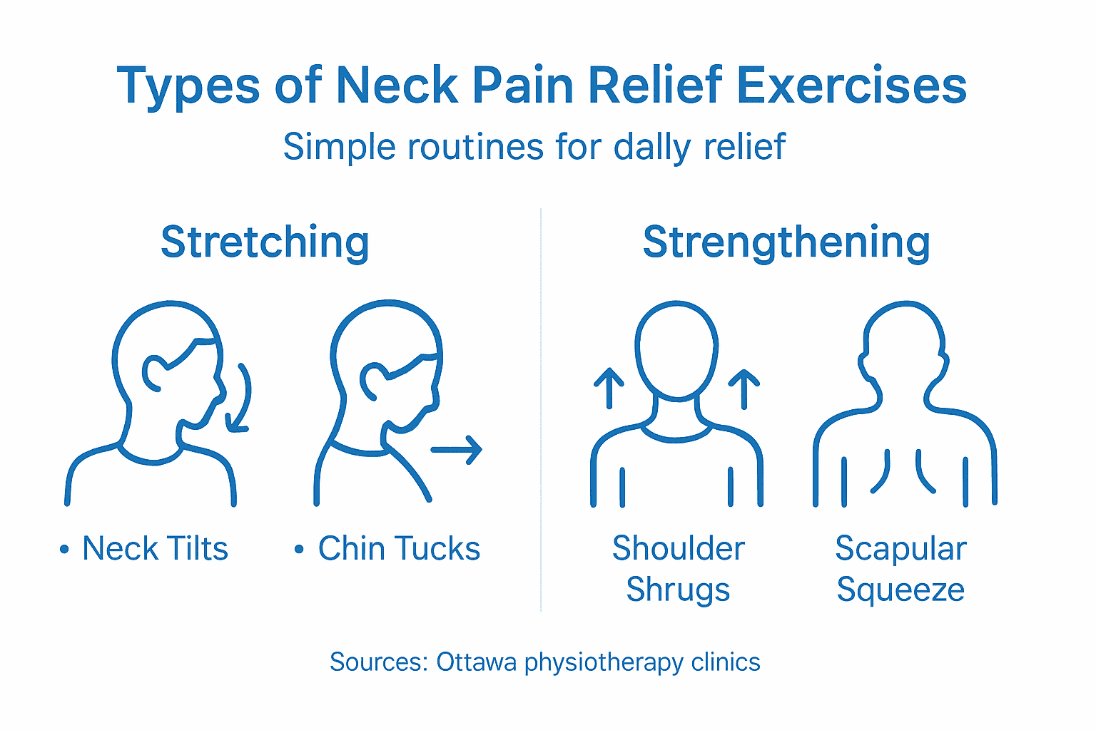 Infographic showing neck pain exercise types