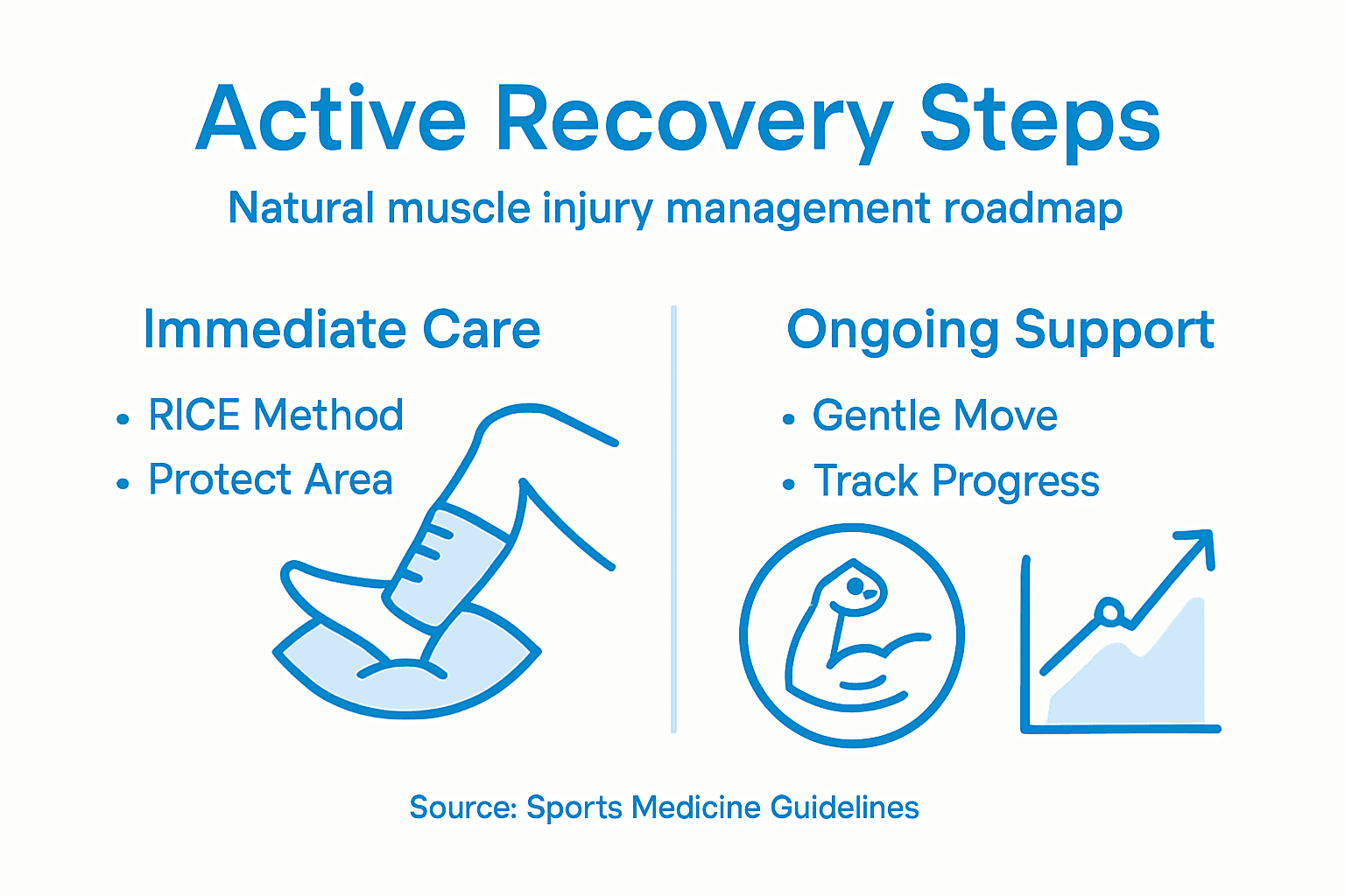 Infographic on active muscle injury recovery steps