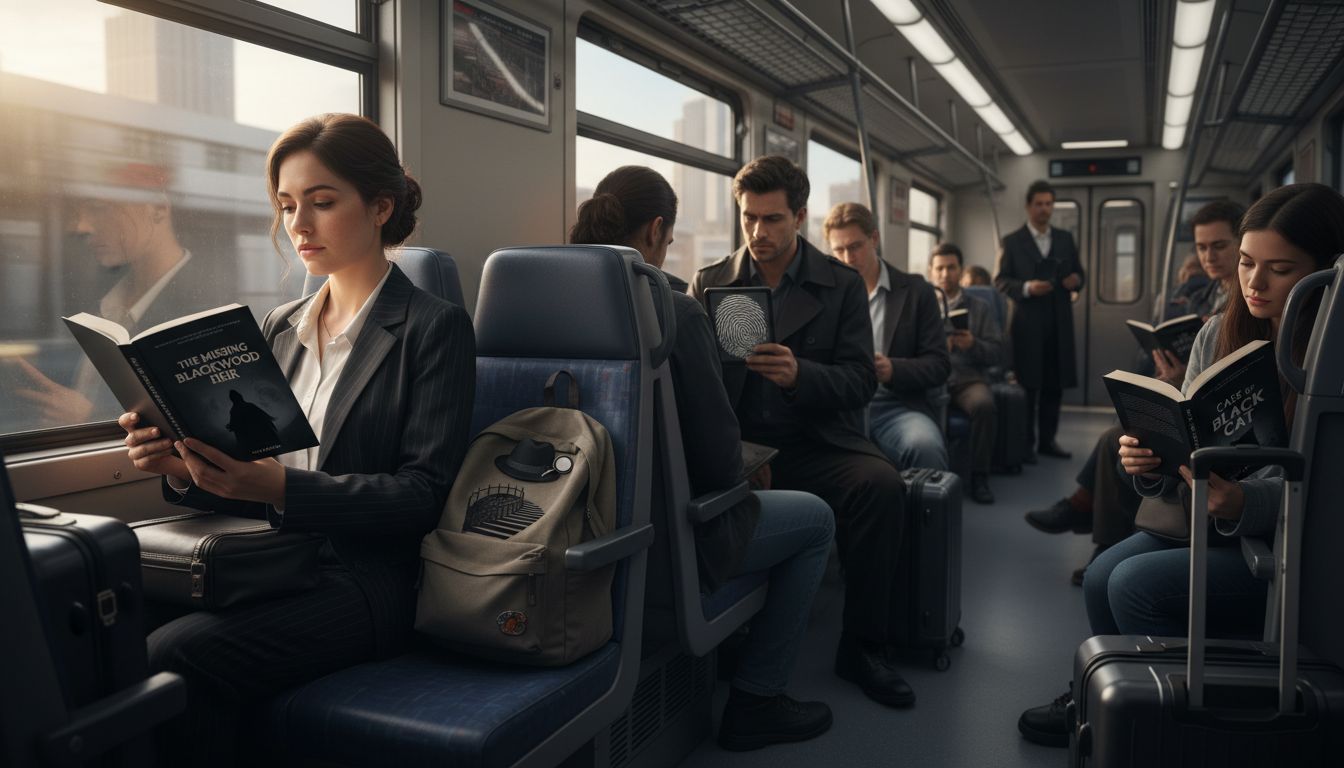 commuters reading mysteries