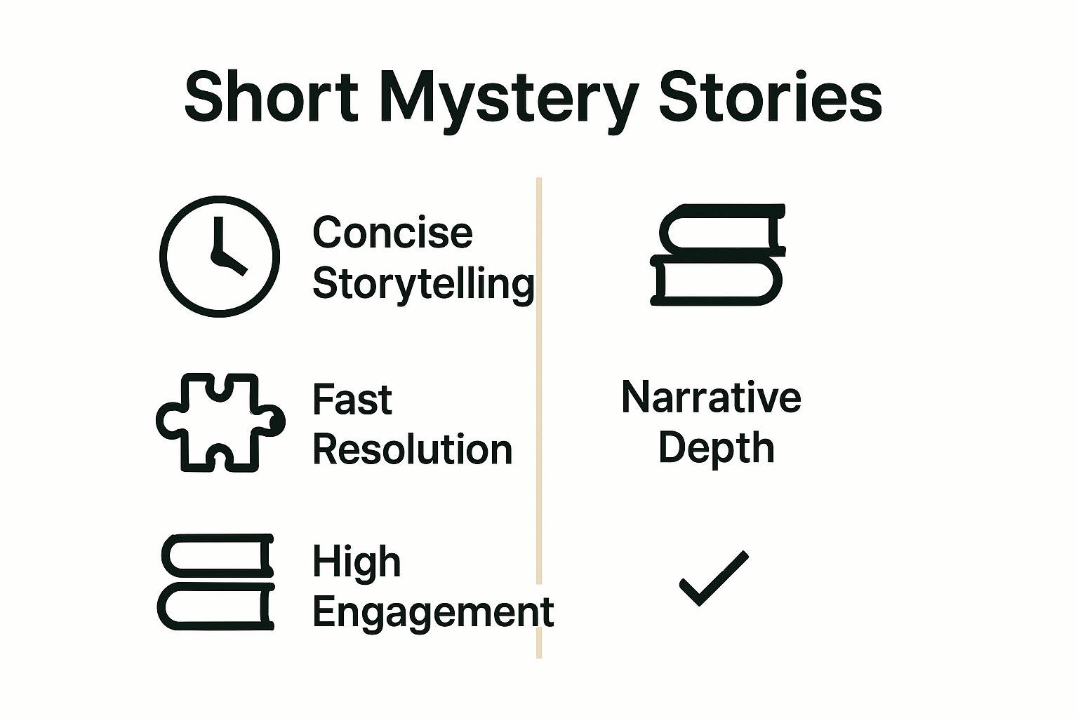 Infographic comparing top benefits of short mysteries and novels