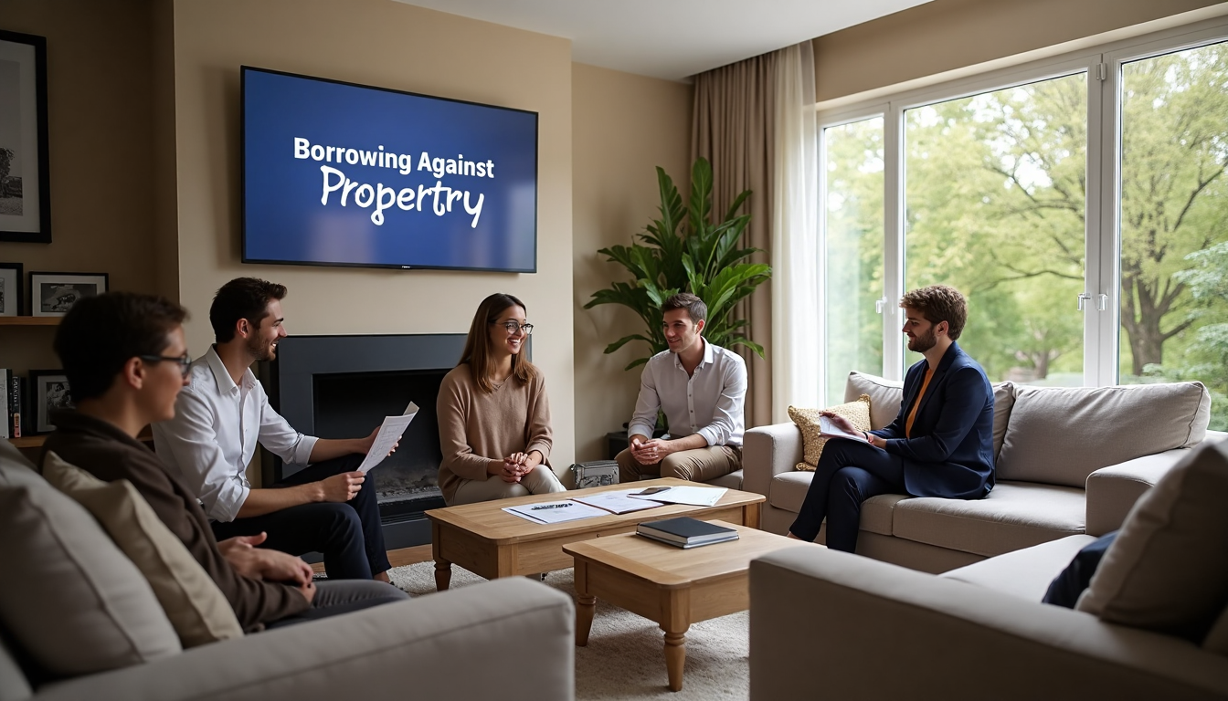 Expats and locals discuss property lending in bright living room