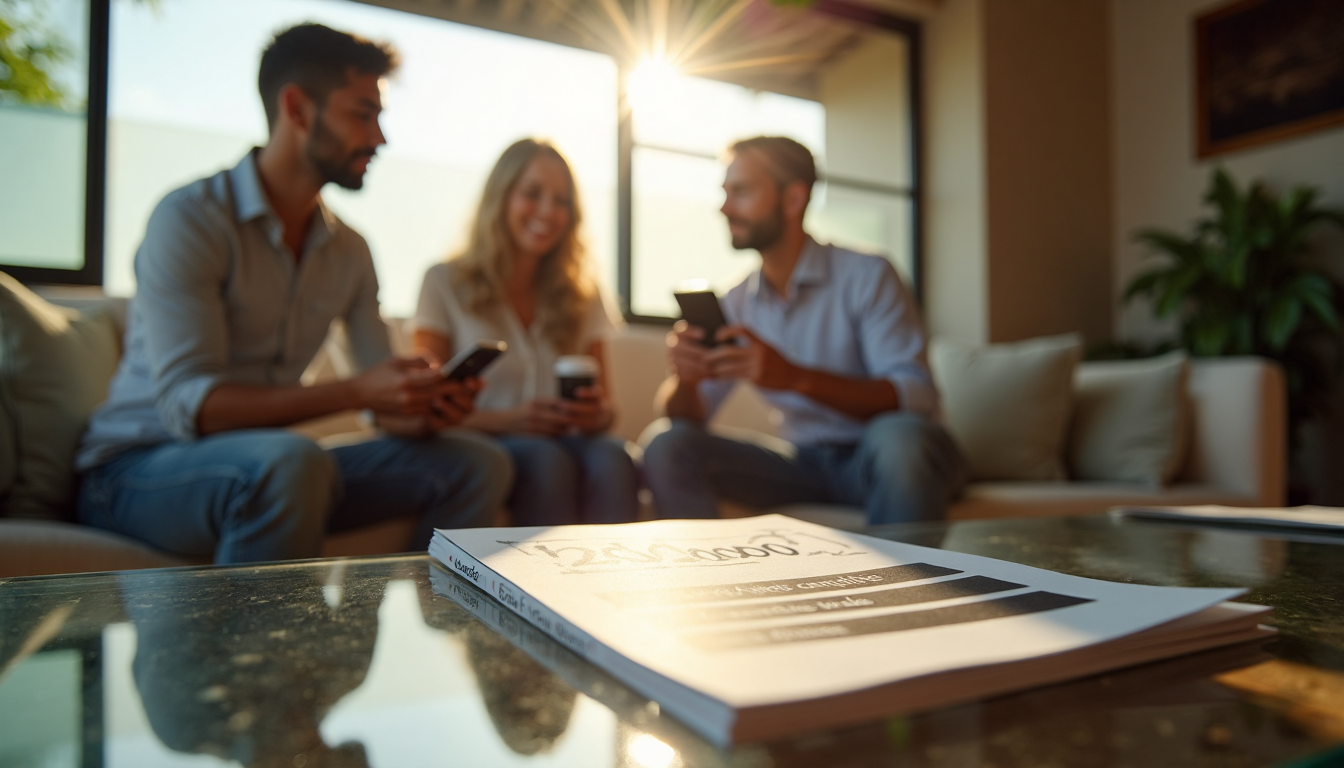 Locals and expat review guarantor documents in real estate office