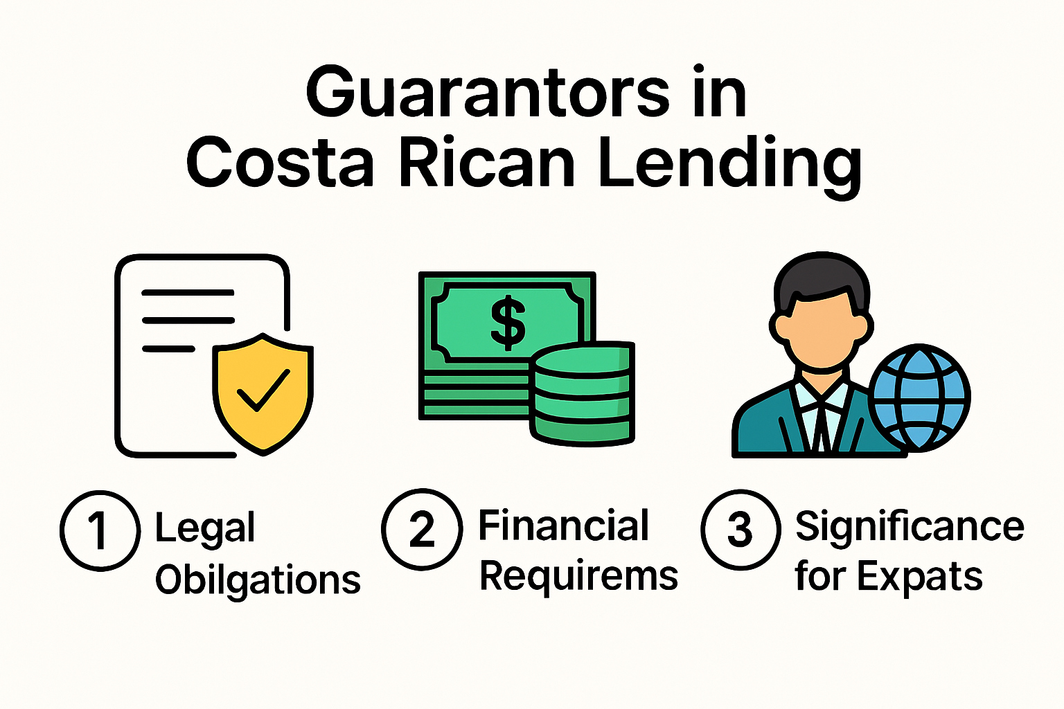 Infographic showing roles and responsibilities of guarantors in Costa Rican lending