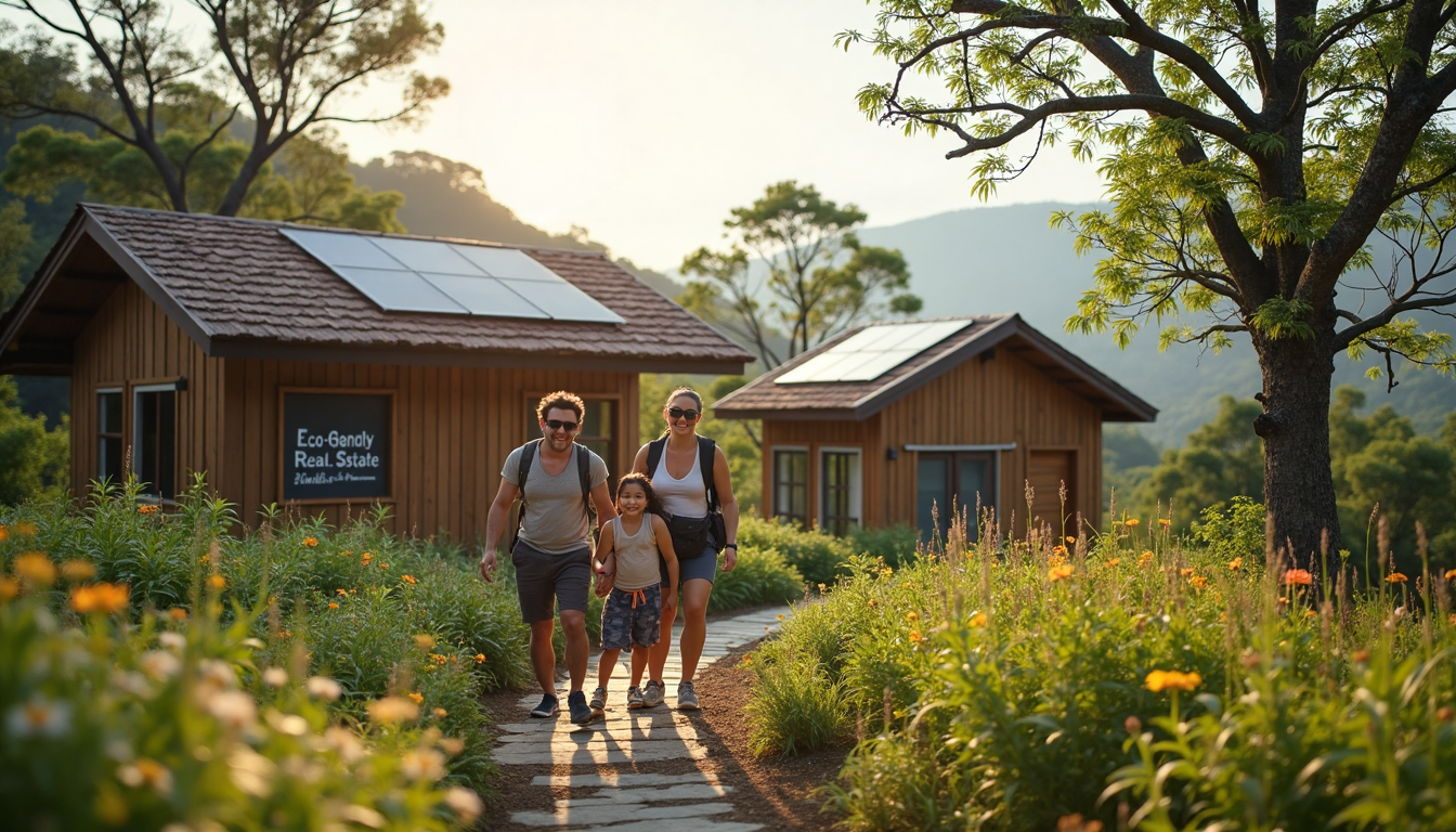 Eco-homes with group walking, lush Costa Rican countryside