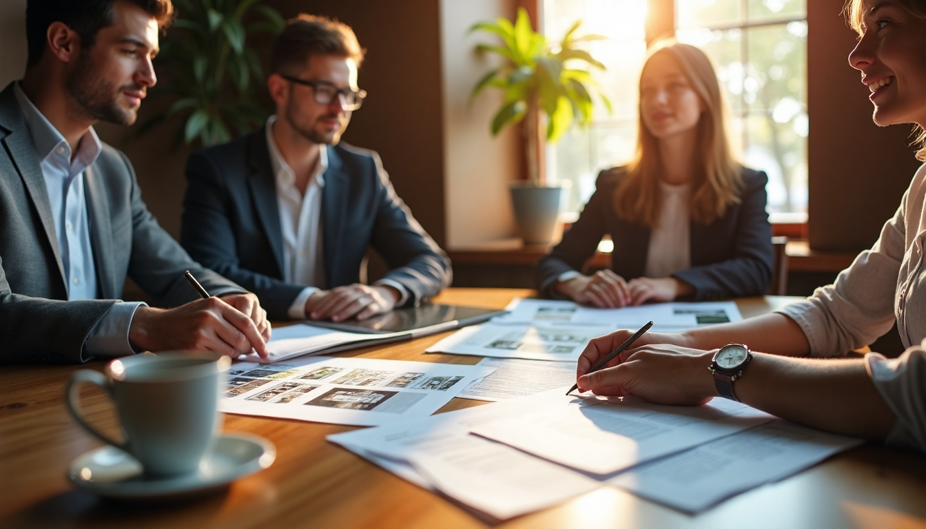 Investors and advisor review collateral with 'Collateral Verification' on documents.