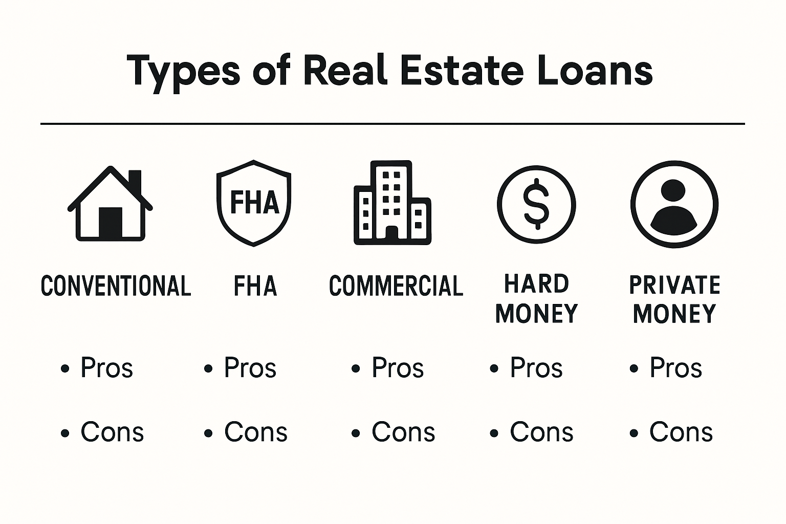 Infographic comparing main types of real estate loans.