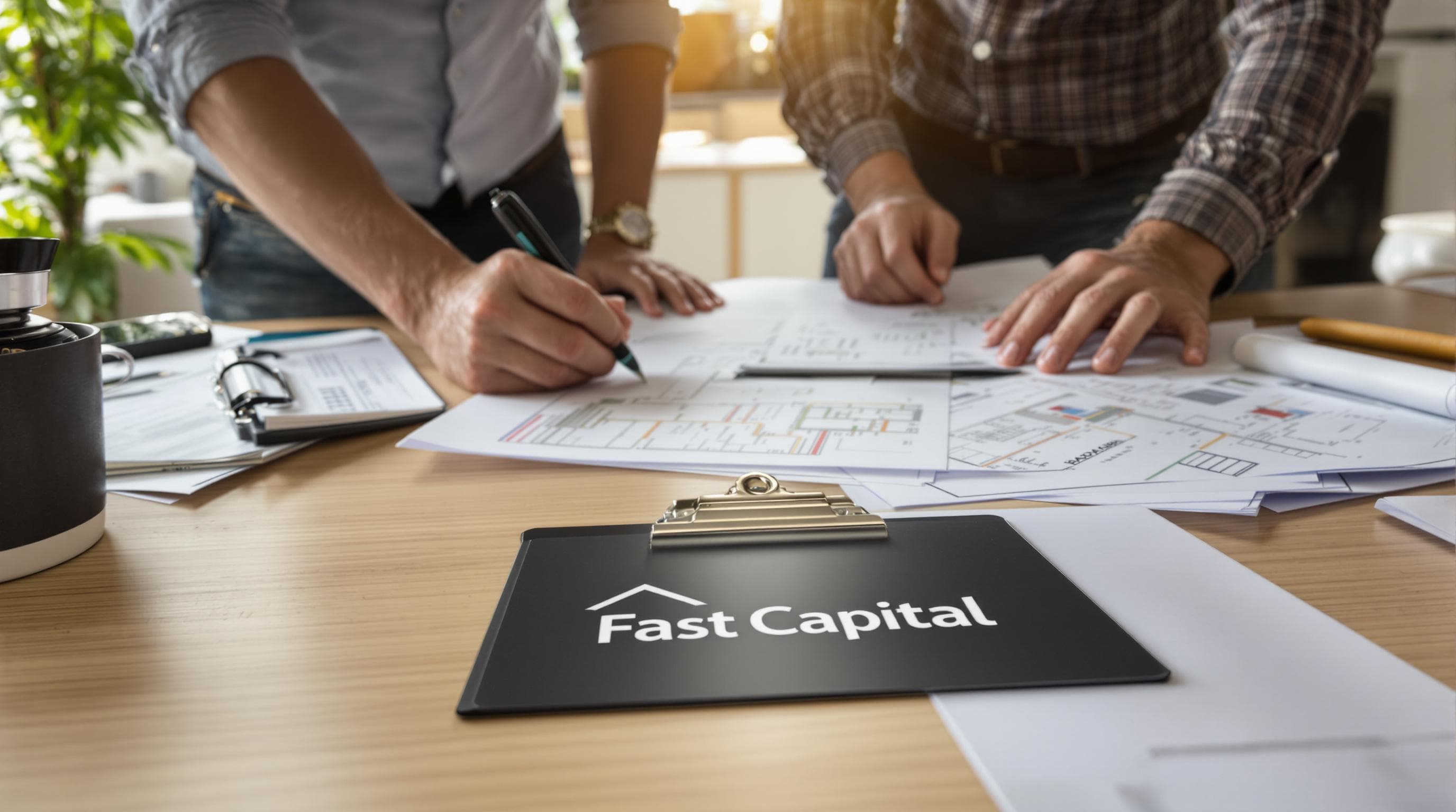 Investor quickly signs hard money loan documents for property renovation.