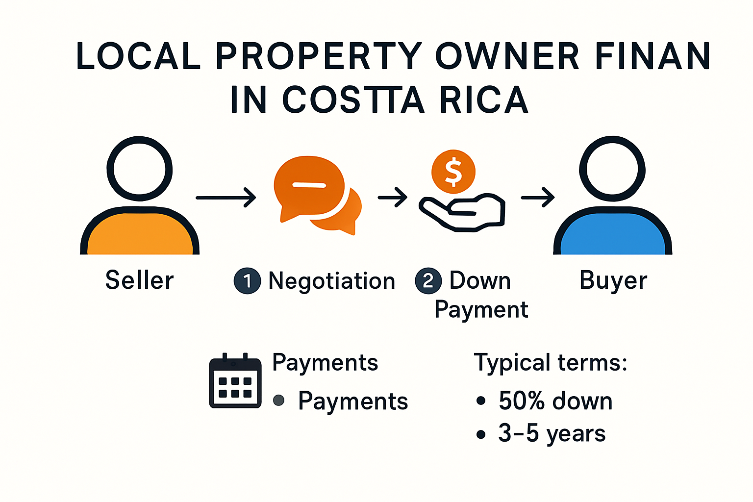 Process flow infographic for local property owner financing