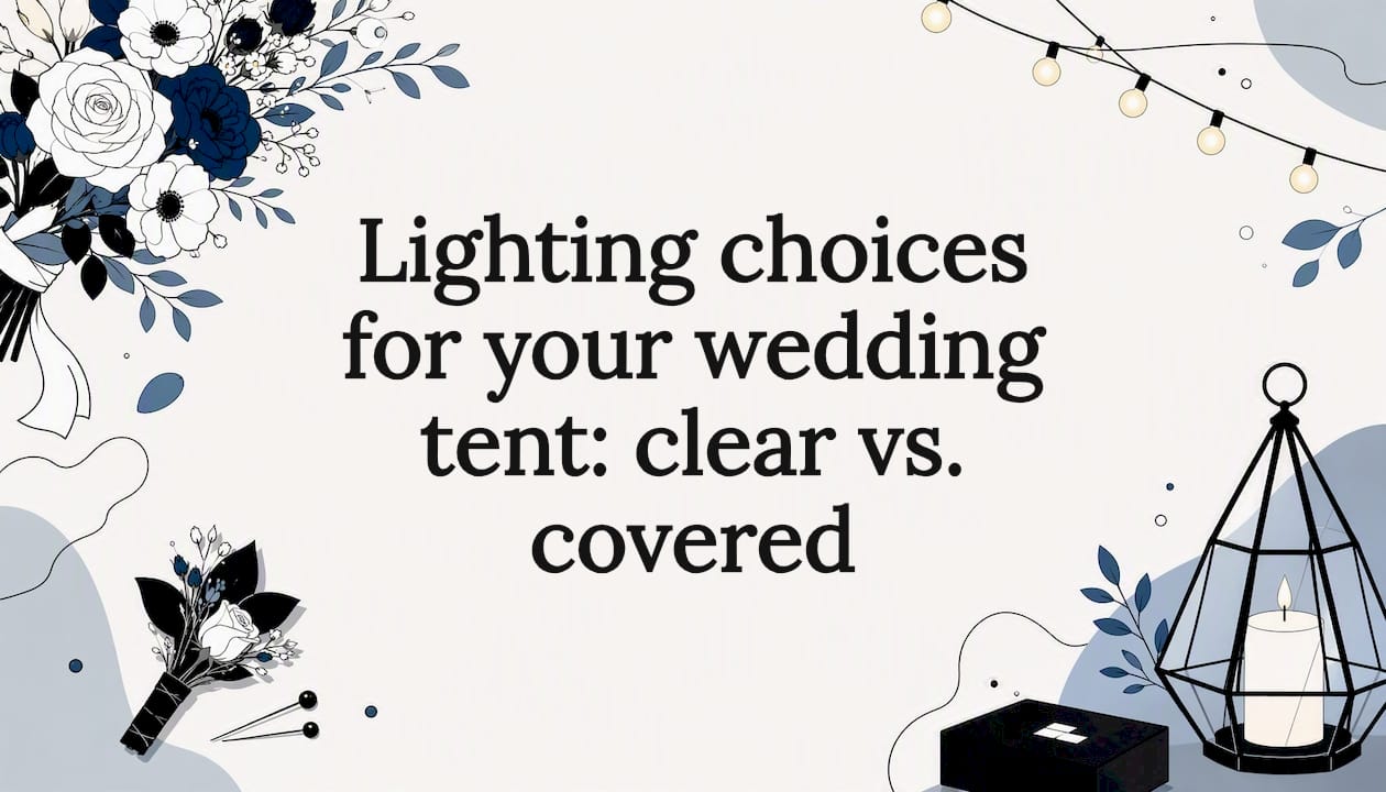 Lighting choices for your wedding tent: clear vs. covered