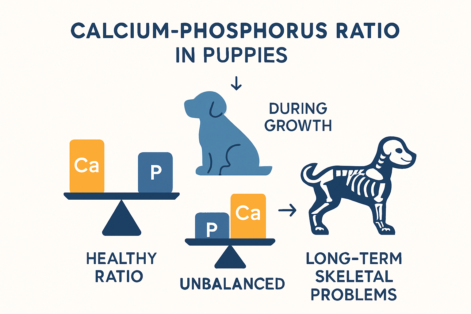 Infographic illustrating nutrient balance for puppy growth.
