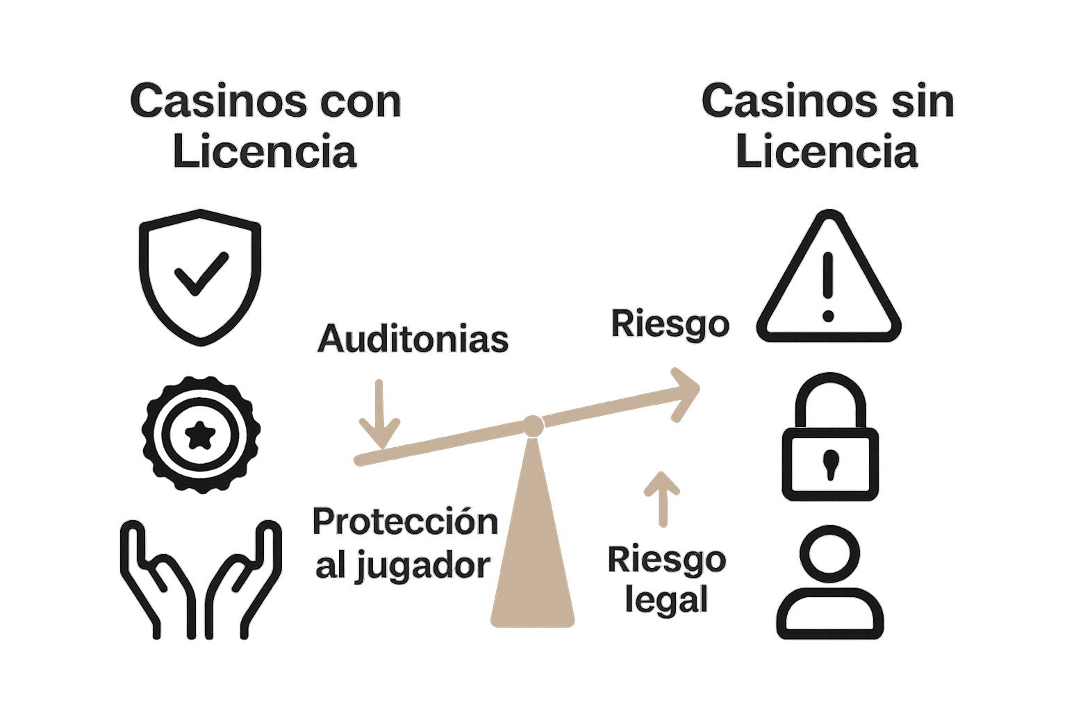 Comparación visual entre casinos online con y sin licencia