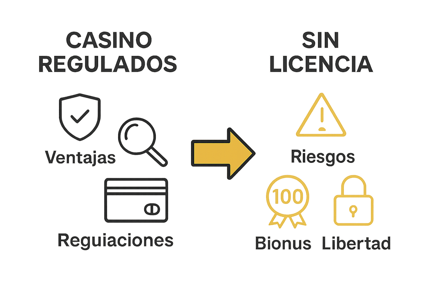 Infografía comparación de casinos regulados y sin licencia
