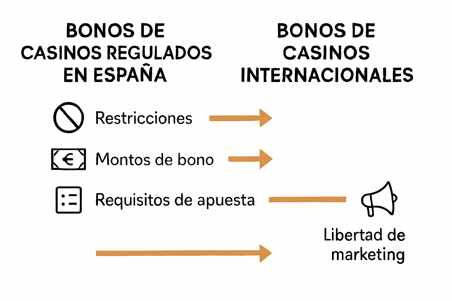 Comparativa visual entre bonos en casinos regulados y extranjeros