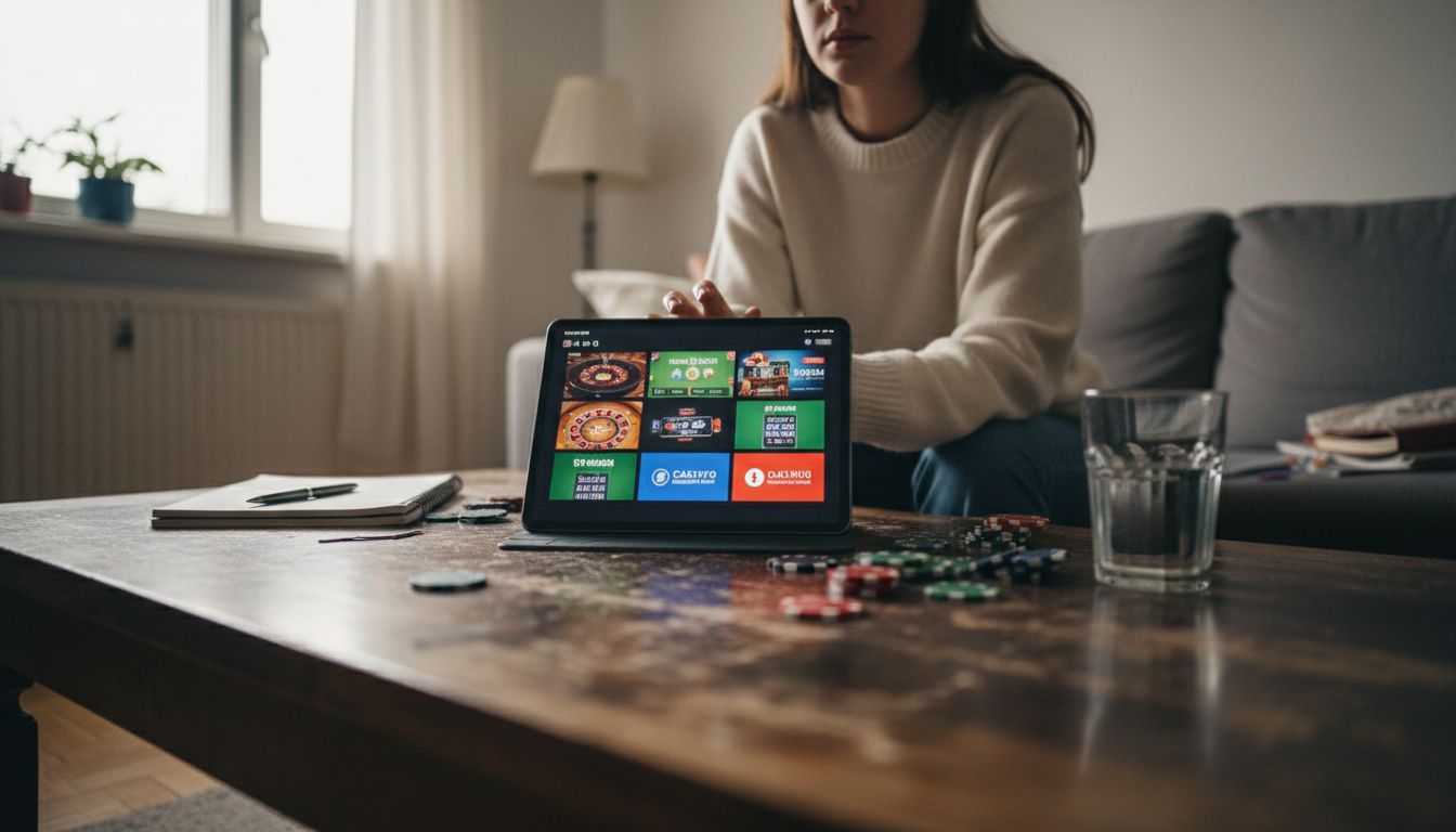 Mujer revisando juegos de apuestas online
