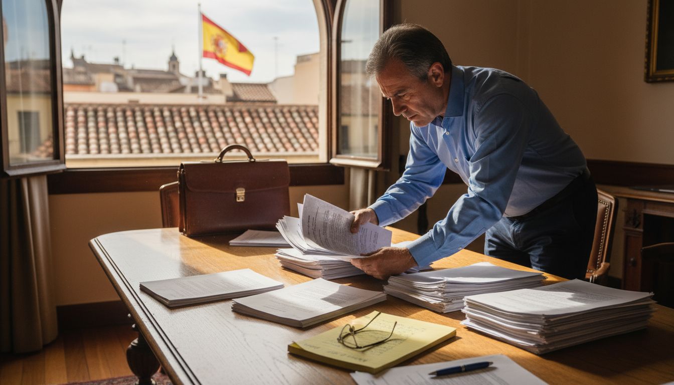 Abogado analizando la documentación legal de un casino de bitcoin