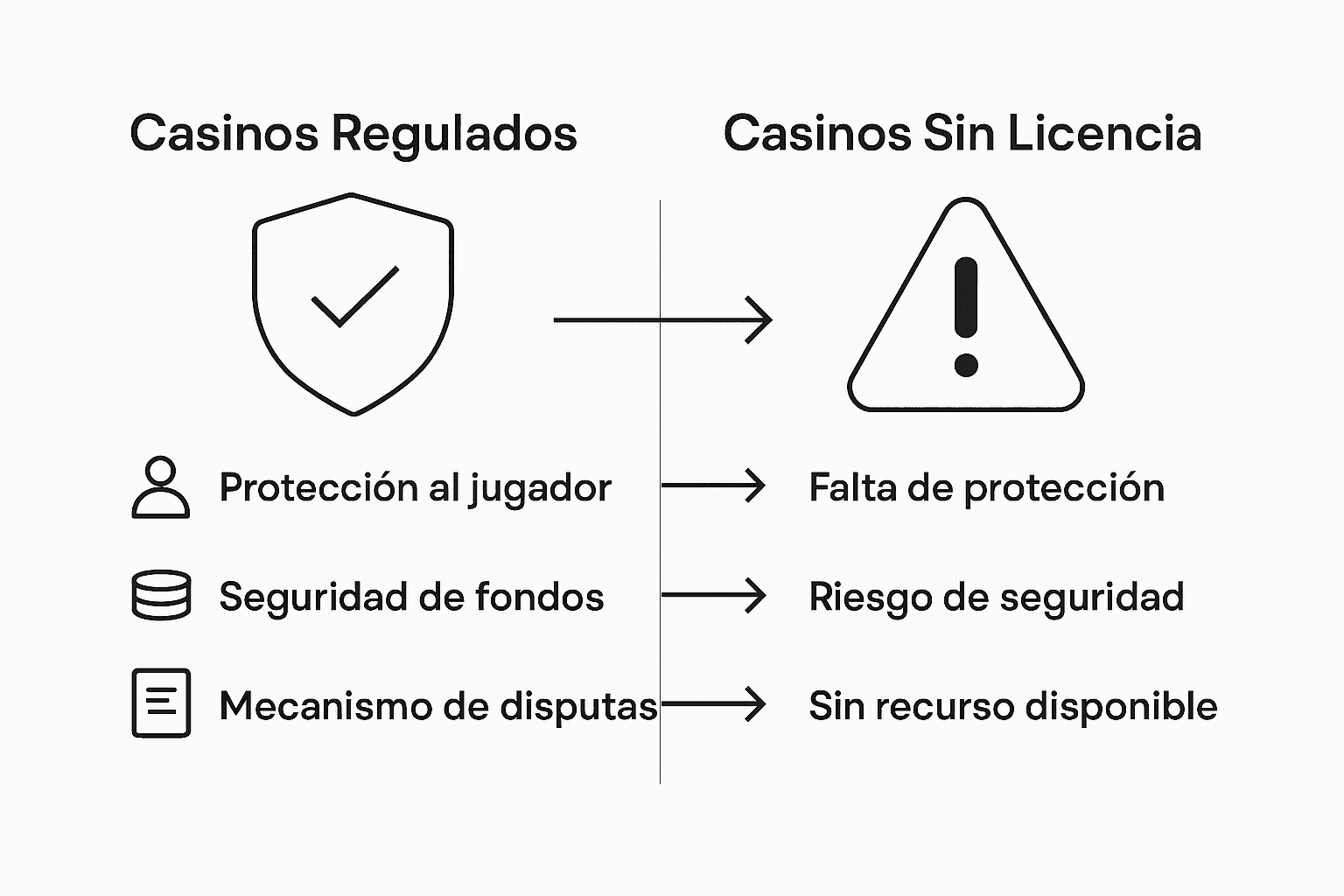 Infografía: diferencias entre casinos regulados y casinos sin licencia