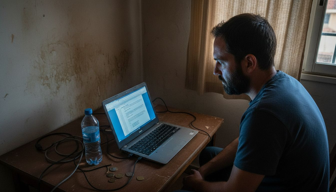 Persona jugando en solitario dentro de un casino clandestino
