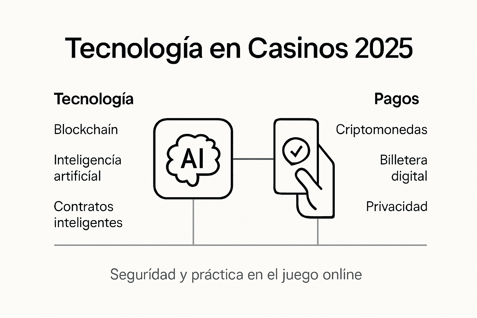Infografía sobre las tecnologías esenciales y los métodos de pago en los casinos online