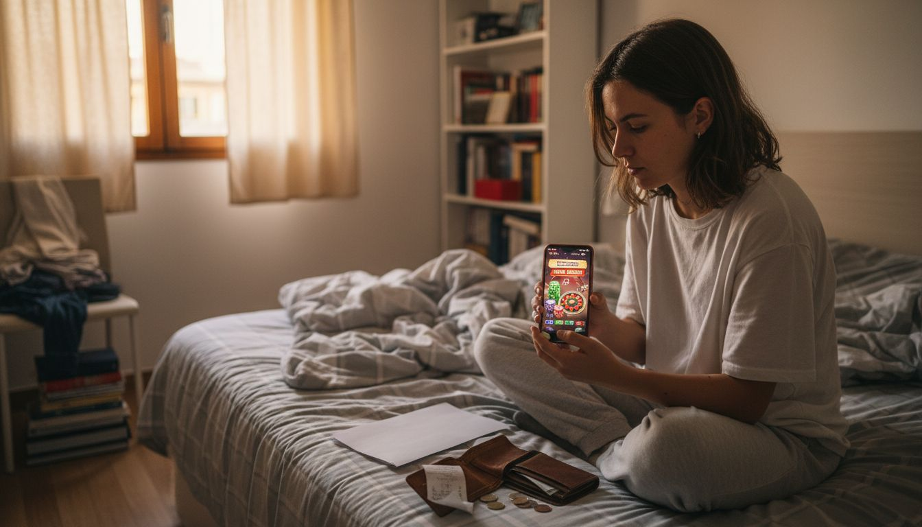 Una jugadora revisa las promociones y bonos disponibles en el casino desde su móvil.