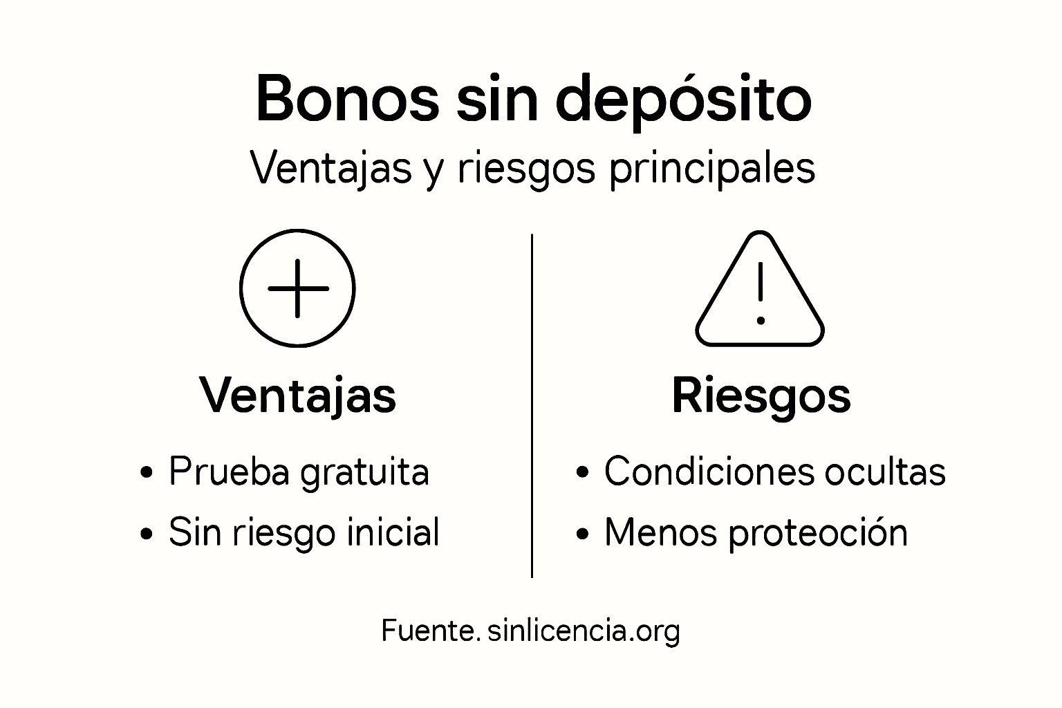 Infografía: beneficios y posibles riesgos de los bonos sin depósito