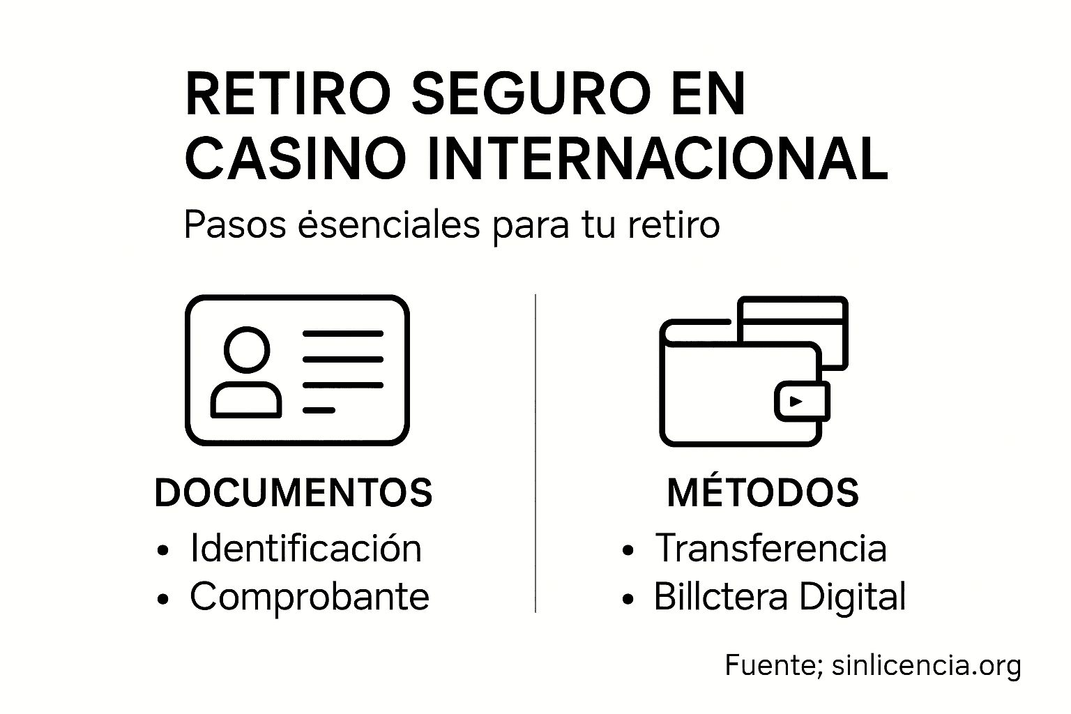 Conoce, a través de esta infografía, los pasos clave para retirar tu dinero de manera segura en casinos internacionales.
