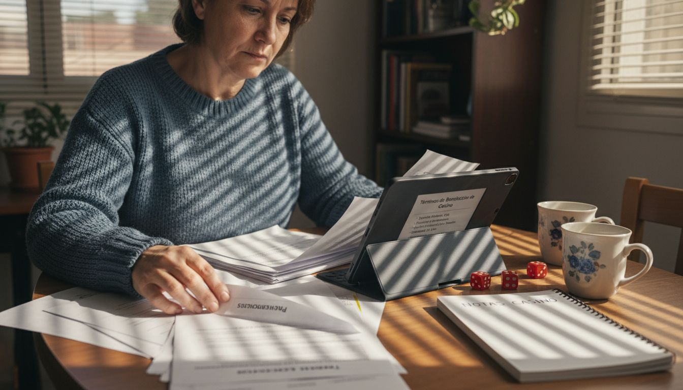Mujer analizando y comparando los diferentes tipos de bonos que ofrecen los casinos online