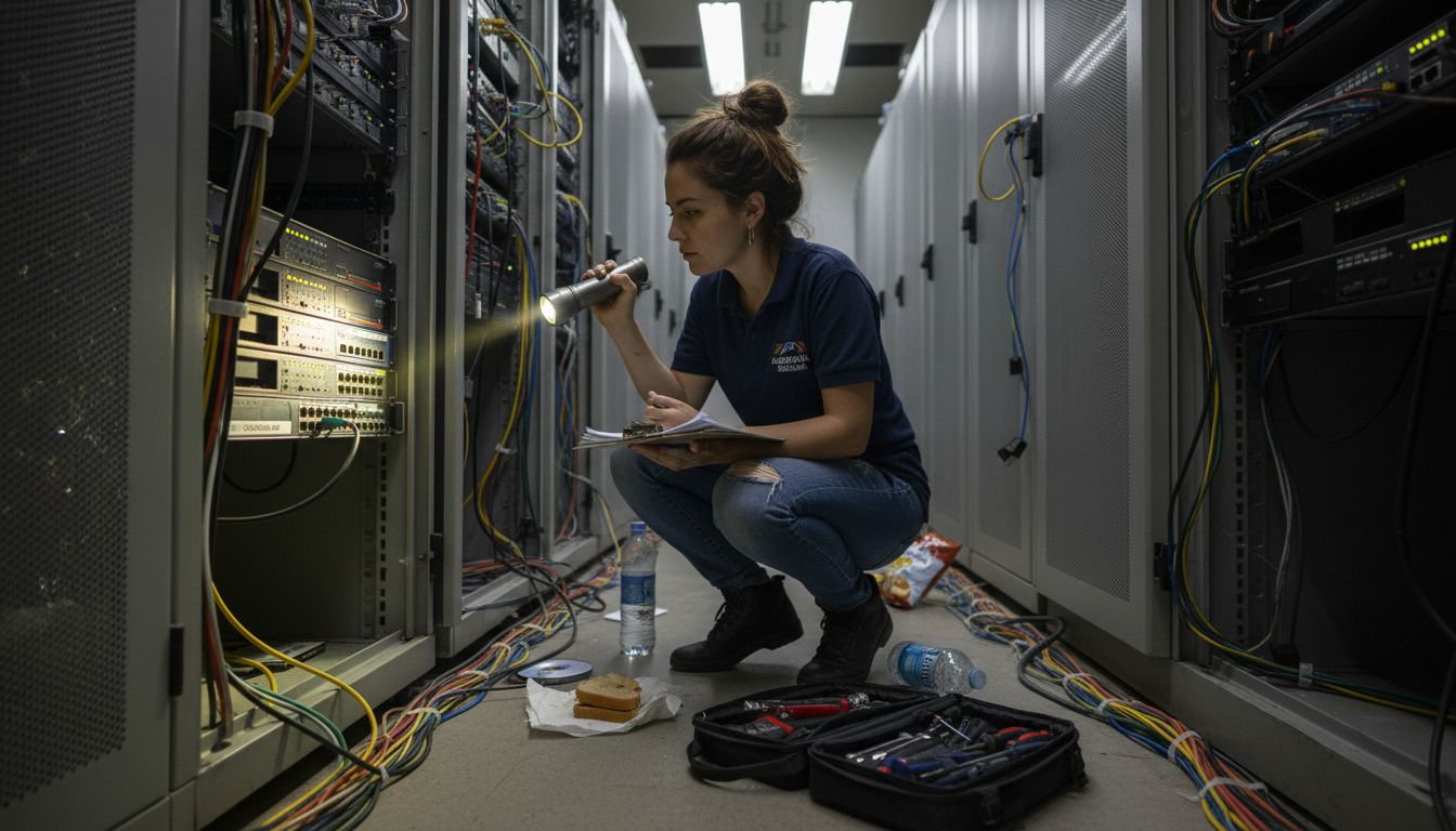 Auditor revisando las instalaciones del servidor de MGA