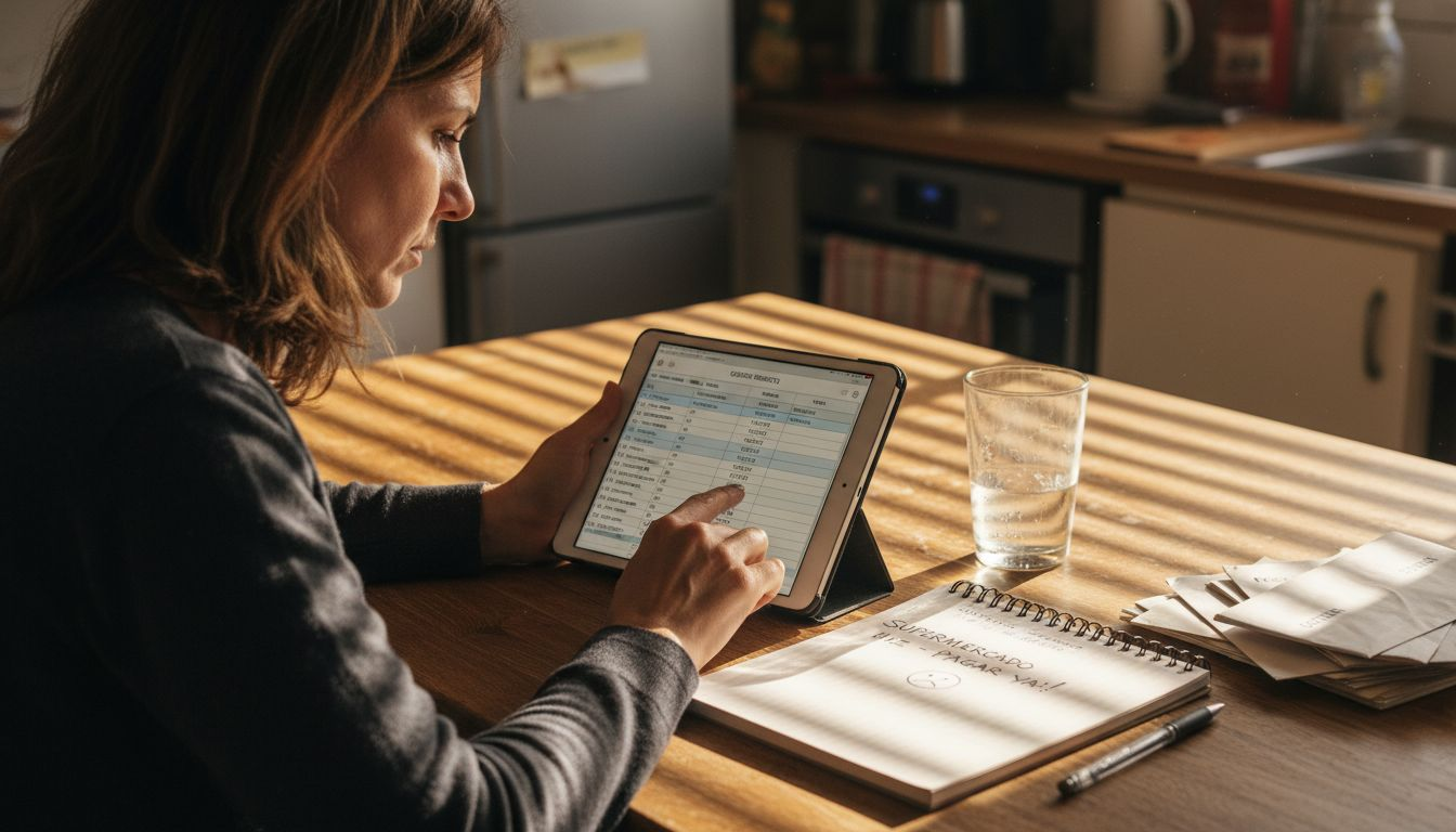 Mujer revisando la seguridad de un sitio web desde su tablet