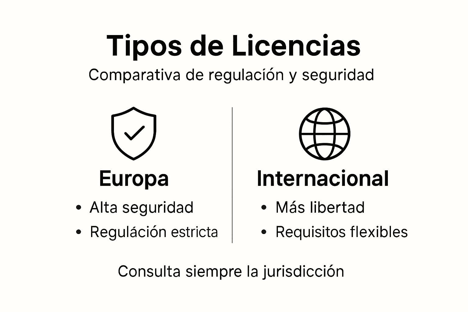 Comparativa visual de las principales licencias de casinos