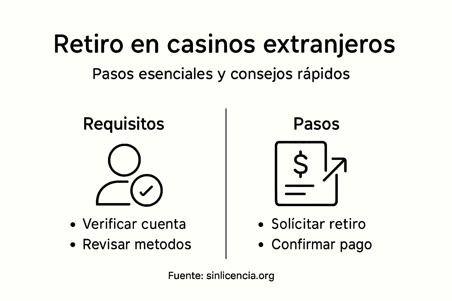Infografía: pasos imprescindibles para retirar tu dinero en casinos internacionales
