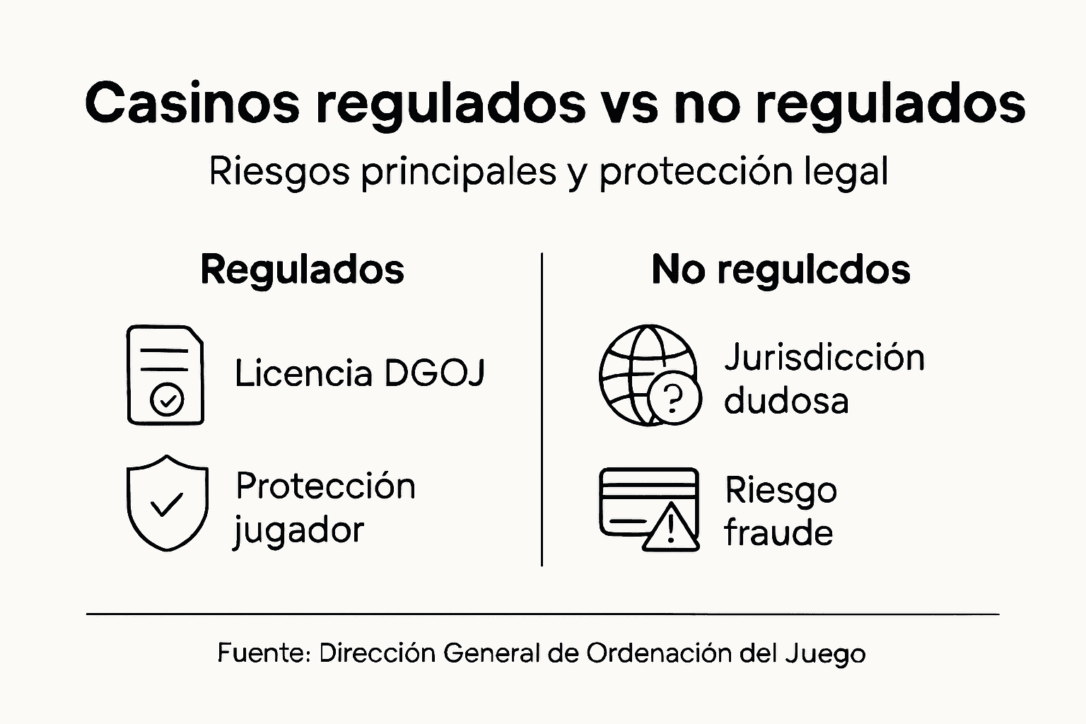 Infografía: diferencias clave entre casinos con licencia y casinos sin regulación