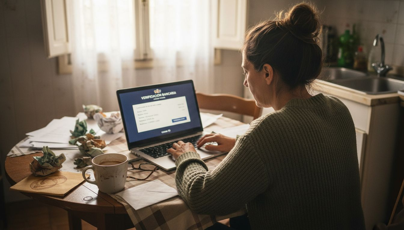 Una mujer consulta la sección de verificación de un casino online para asegurarse de que cumple con todos los requisitos.