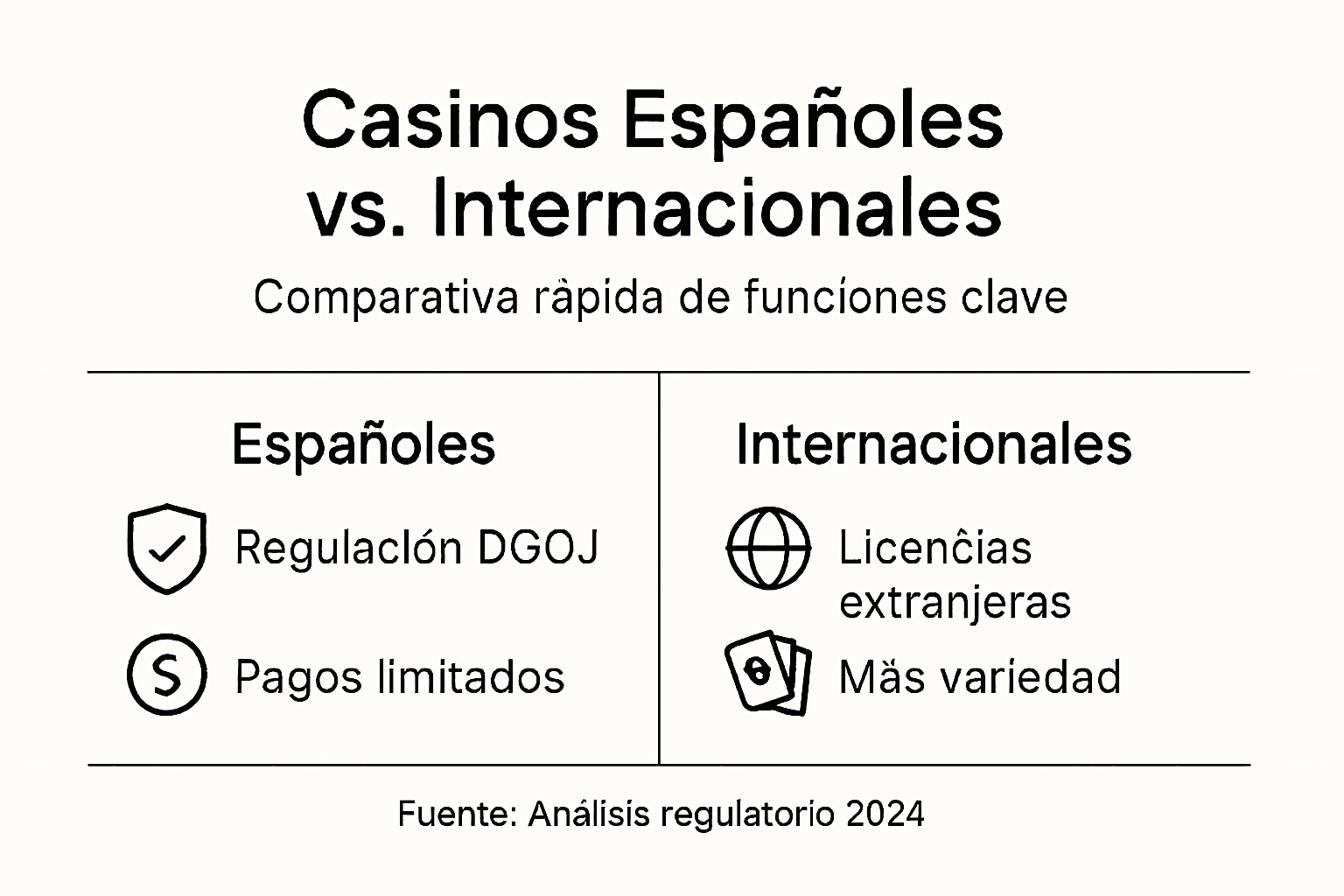 Comparativa visual entre casinos españoles y extranjeros