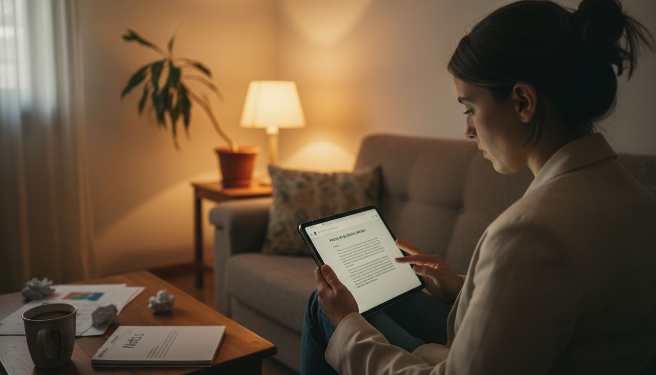 Una mujer analiza las medidas de seguridad de un casino online para asegurarse de que es fiable.