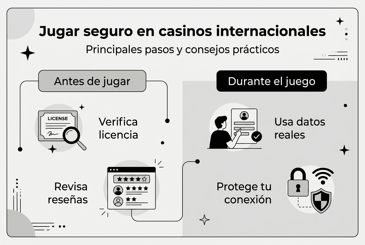 Infografía: pasos clave para jugar de forma segura a nivel internacional