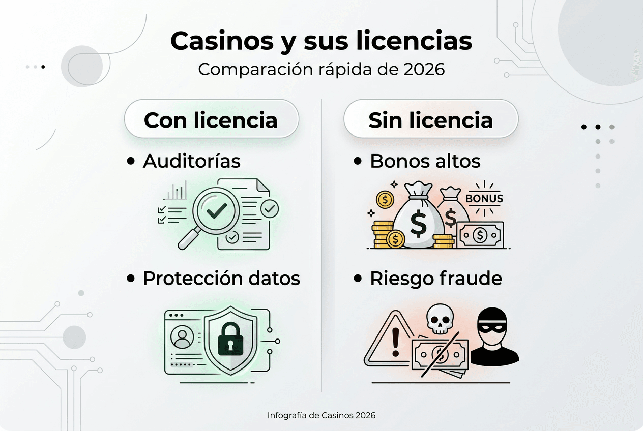 Comparativa visual entre casinos regulados y no regulados