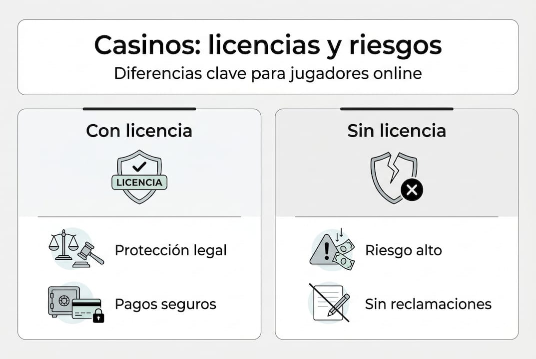 Comparativa visual entre casinos regulados y no regulados